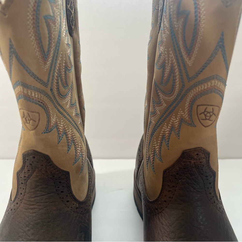 Ariat Men's Brown & Tan Western Cowboy Boots - Classic Pull-On Style - Picture 4 of 11